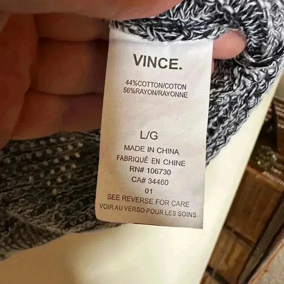 Like New Condition Black and White Vince Short Sleeve V-Neck Sweater - Picture 6 of 7